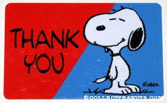 Snoopy smiling 'Thank you' Wallet Greeting Card