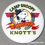 Knott's Camp Snoopy 10th Anniversary Logo Button