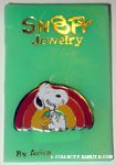 Snoopy and Woodstock laughing under rainbow Pin