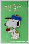 Snoopy carrying apple and books Pin