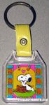 Snoopy Leaning on Stump with Hearts Keychain