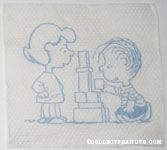 Lucy watching Linus playing with blocks Paper Napkin
