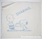 Snoopy giving Charlie Brown his supper dish 'Sharing' Paper Napkin