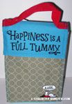 Snoopy laying in dogdish 'Happiness is a full tummy' Cloth Lunch Bag