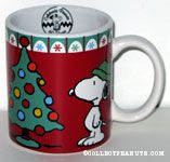 Snoopy standing by Christmas Tree Gift Mug