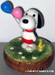 Snoopy holding balloons with Woodstock Music box