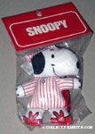 Snoopy in red striped night gown stuffed doll ornament