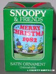 Snoopy and Woodstocks caroling 'Merry Christmas 1982' Satin Ball Ornament