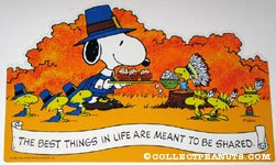 Snoopy and Woodstocks sharing popcorn and root beer Thanksgiving Press-out