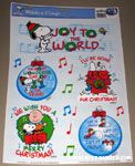 Snoopy and Woodstock on musical staff 'Joy to the World' Window Cling Sheet